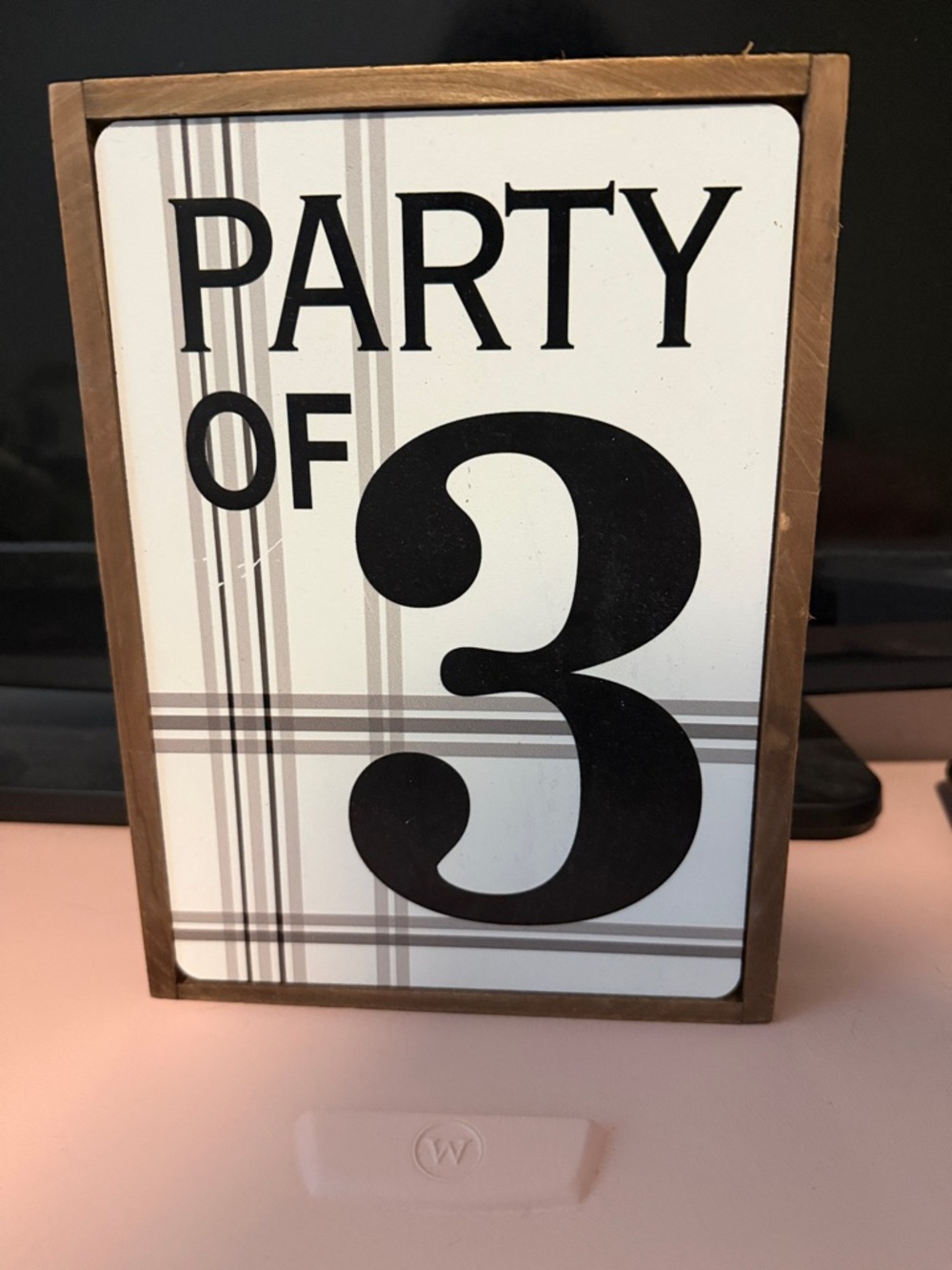 Black and White "Party of 3" Decorative Table Sign